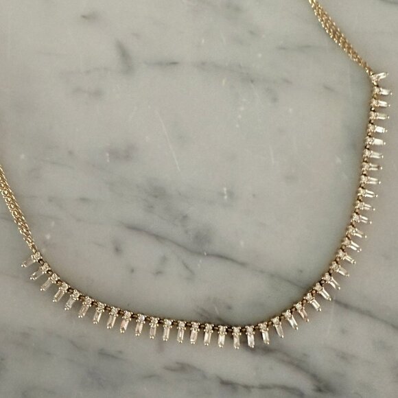 Luna Skye 14kt Gold Full Baguette Diamond Necklace - Picture 2 of 4